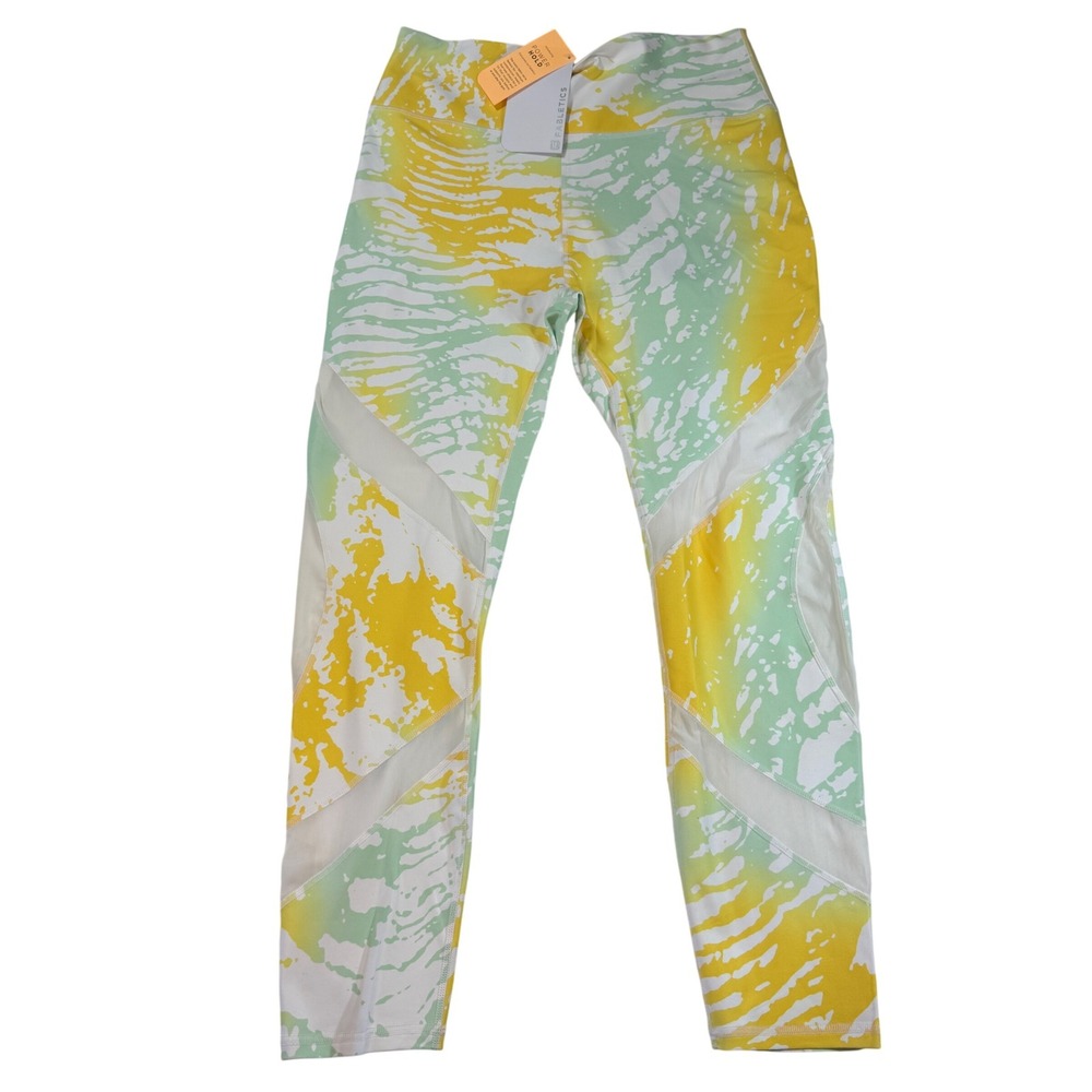Fabletics PowerHold High Waisted Mesh Leggings Aura Print Yellow Green XL